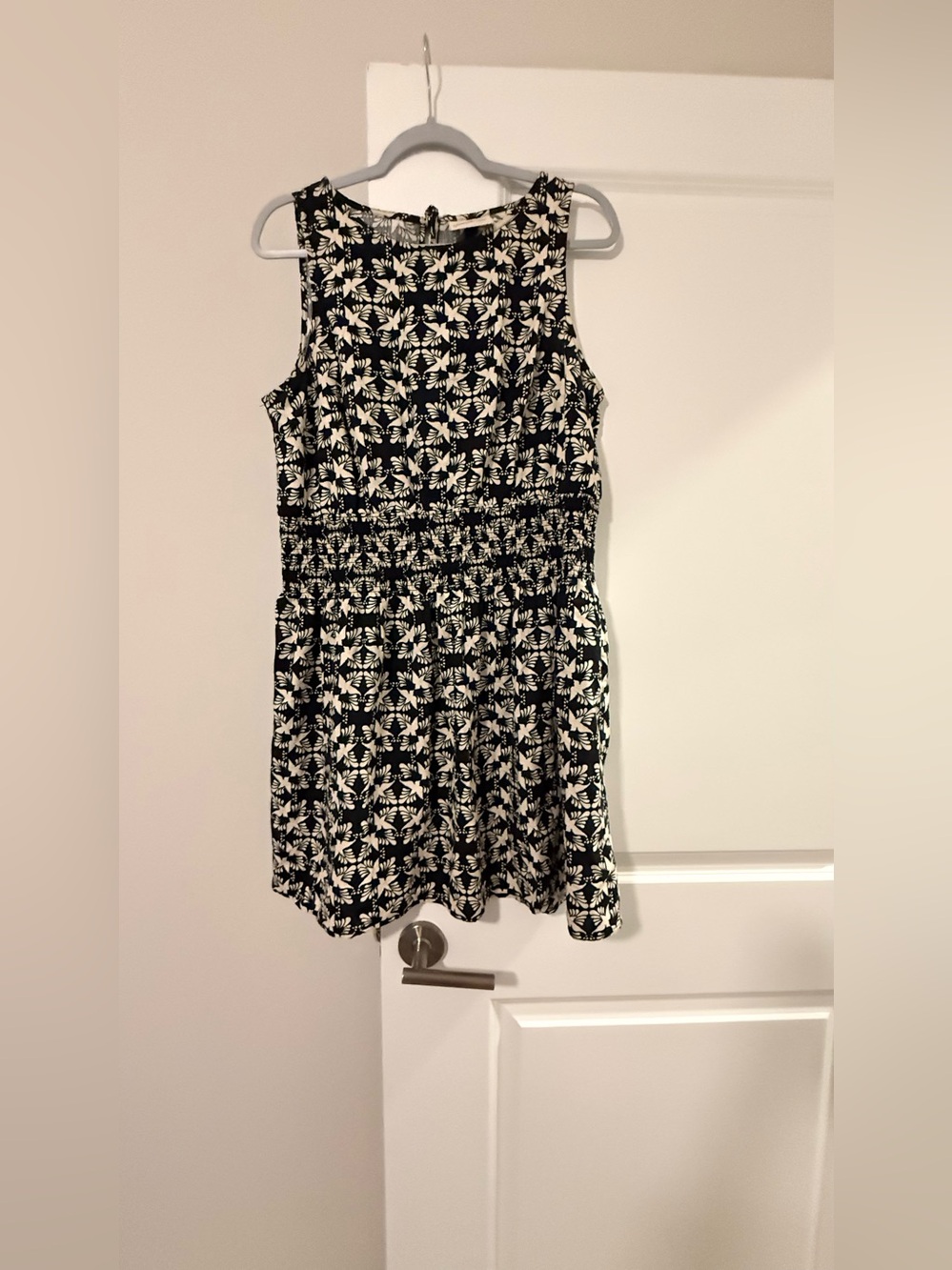 Universal Thread Black and White Floral Smocked Waist Mini Dress